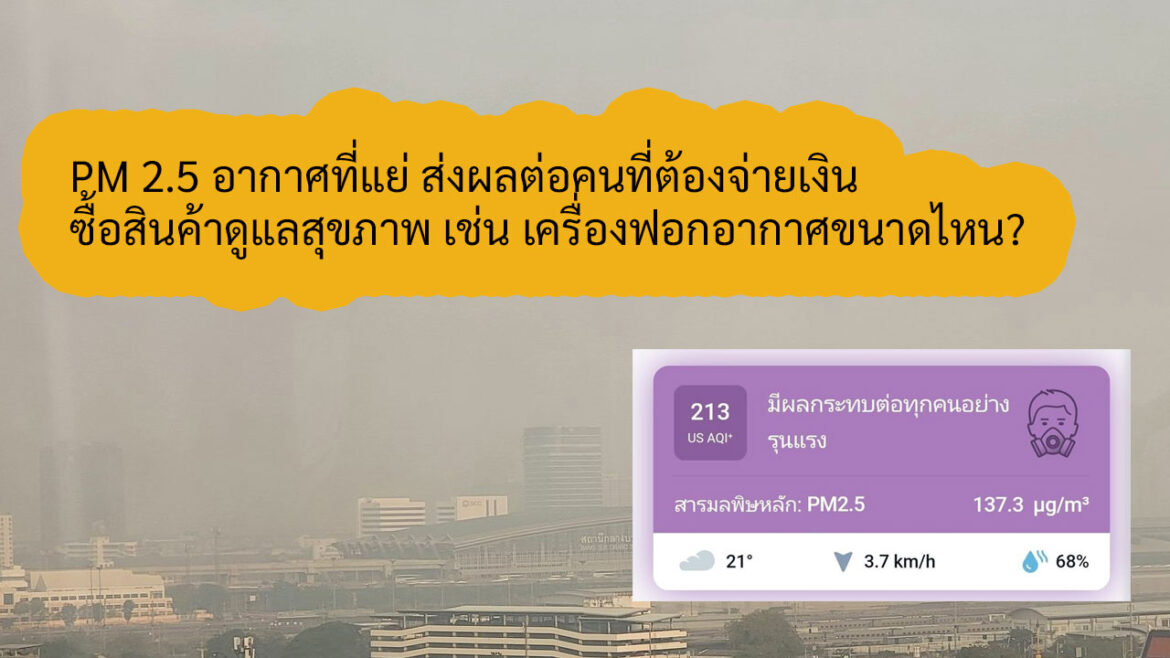 PM 2.5 อากาศที่แย่ ส่งผลต่อคนที่ต้องจ่ายเงินซื้อสินค้าดูแลสุขภาพ เช่น เครื่องฟอกอากาศขนาดไหน?