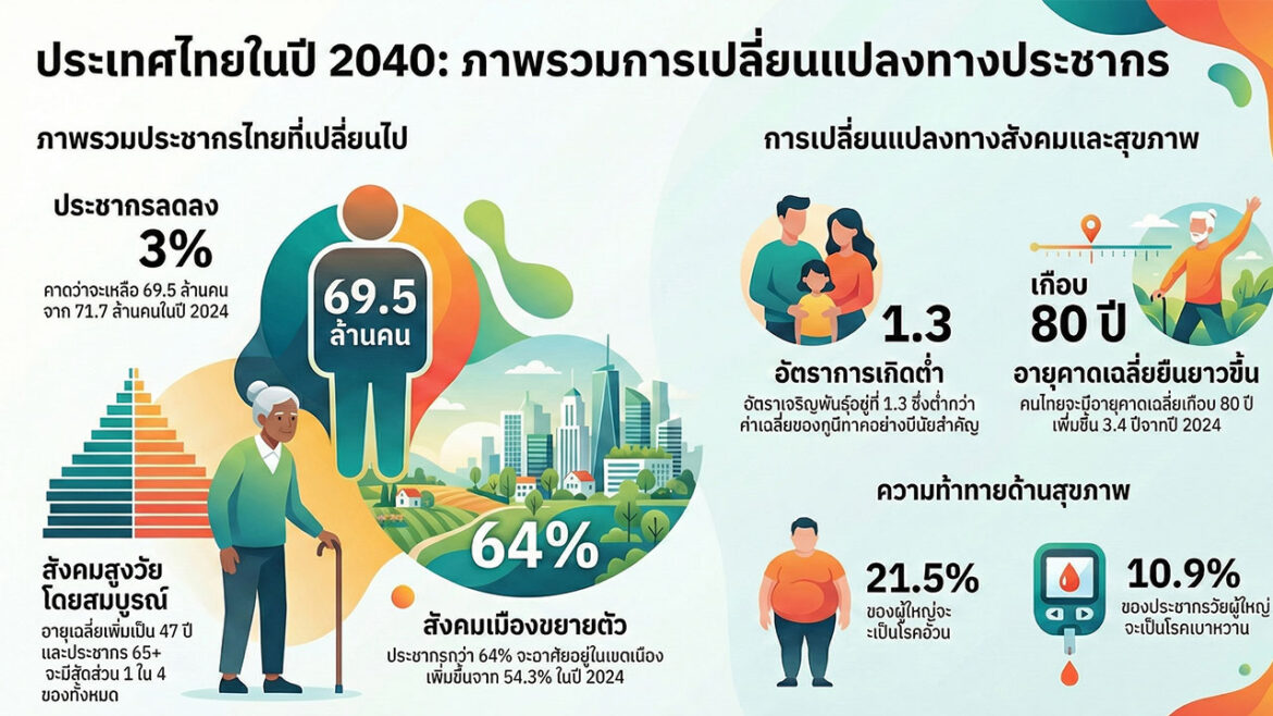 อีก 15 ปีข้างหน้า (ปี 2040) ประเทศไทย สังคมสูงวัยเต็มรูปแบบ และความท้าทายของประชากรที่หดตัว